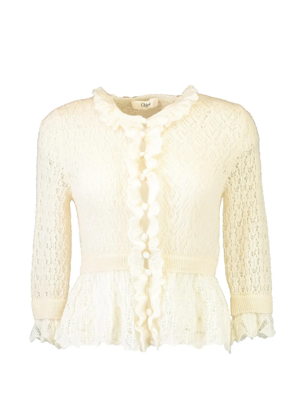 Chloé ruffled cropped cardigan - Toni neutri