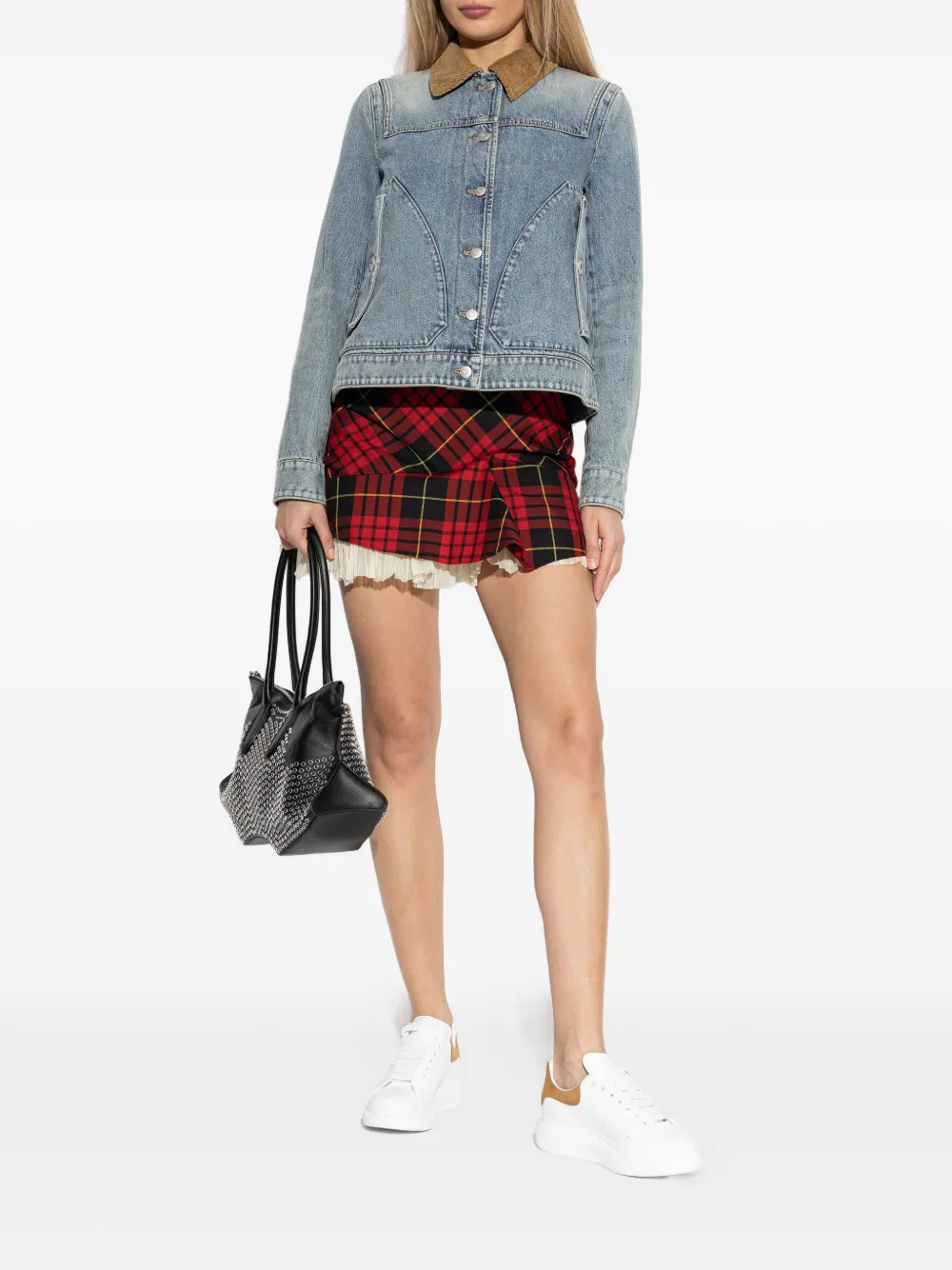  Alexander Mcqueen Tartan Ruffled Mini Skirt - Red 