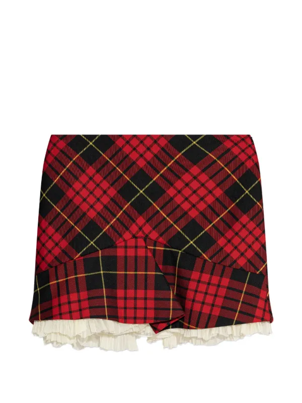 Alexander McQueen Tartan Ruffled Mini Skirt in Red
