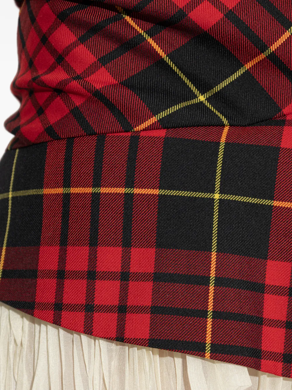Alexander McQueen Saia Curta Xadrez Tartan Com Babados | Vermelho