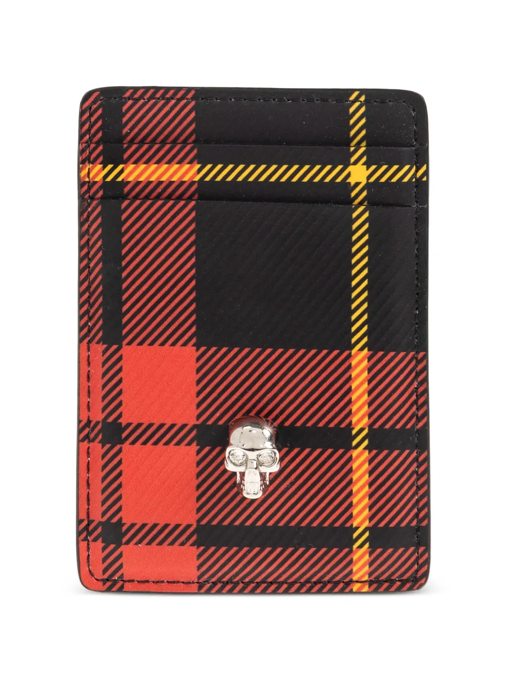 Alexander McQueen Tartan-pattern magnetic cardholder - Nero