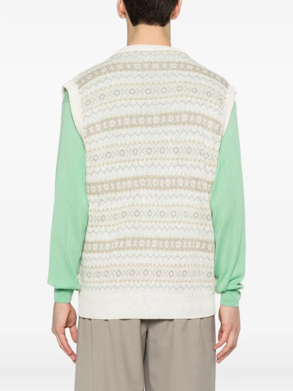 Kiton Top met V-hals en patroon Beige