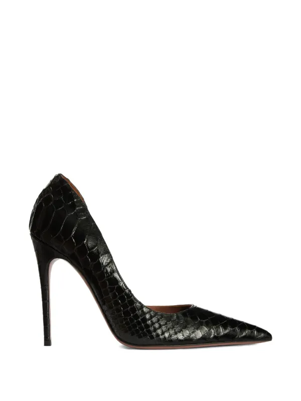 Paris Texas Vera Snakeskin Point-toe Pumps in Black