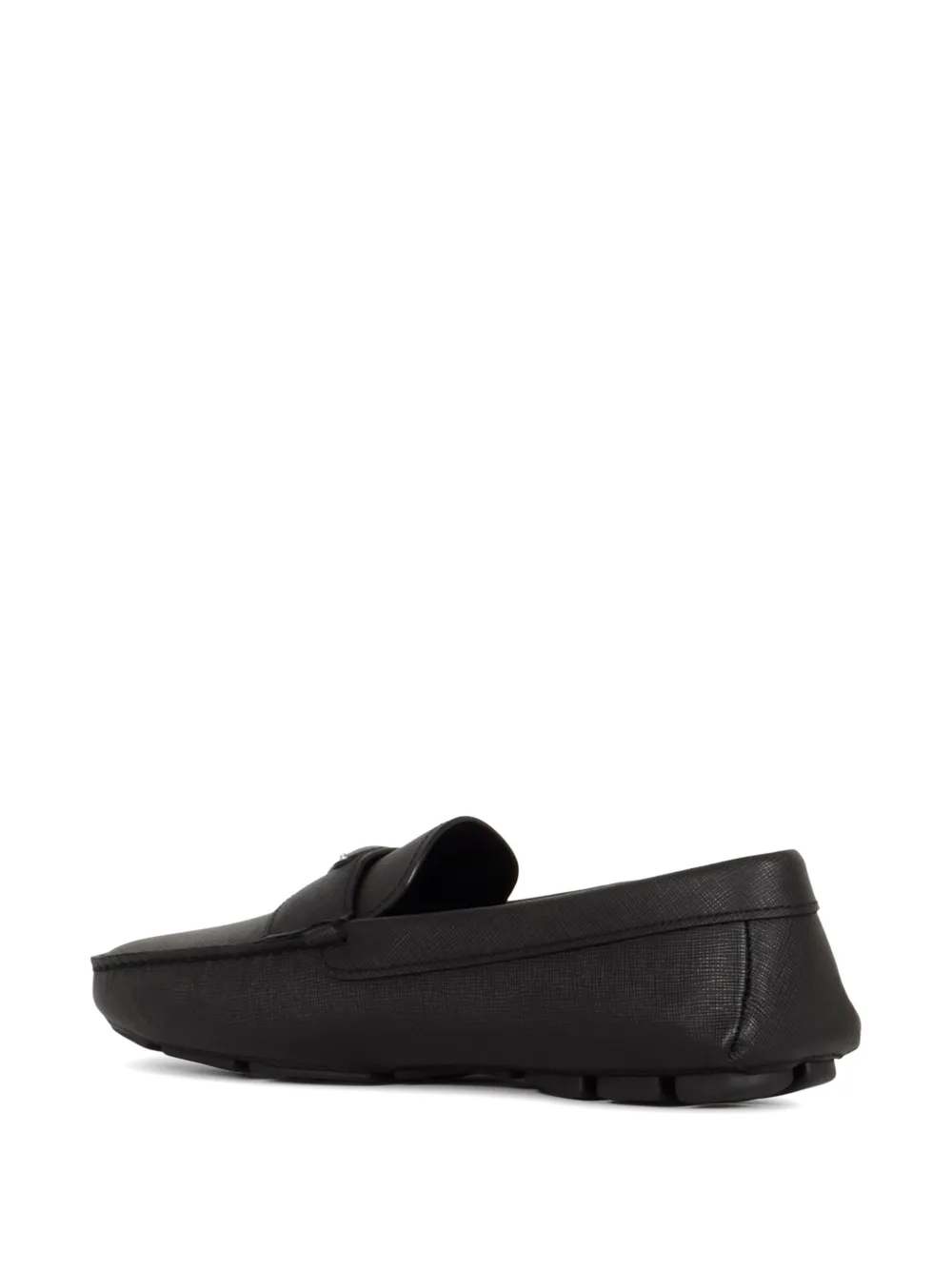Prada triangle-logo leather loafers Zwart