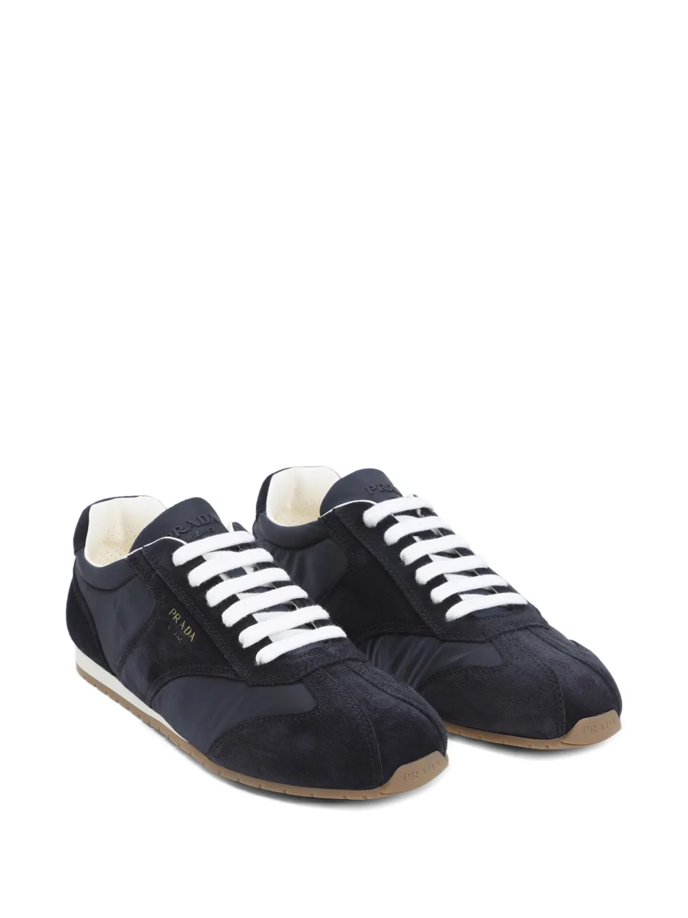 Prada suede-panelled sneakers Blauw