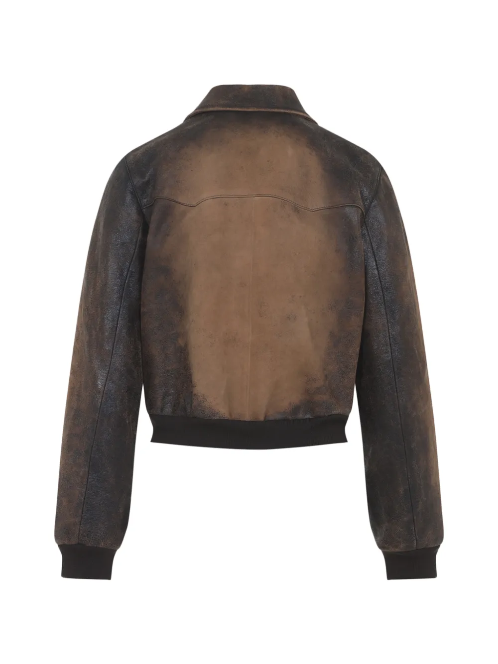  Miu Miu Pocket Logo Leather Jacket - Brown 