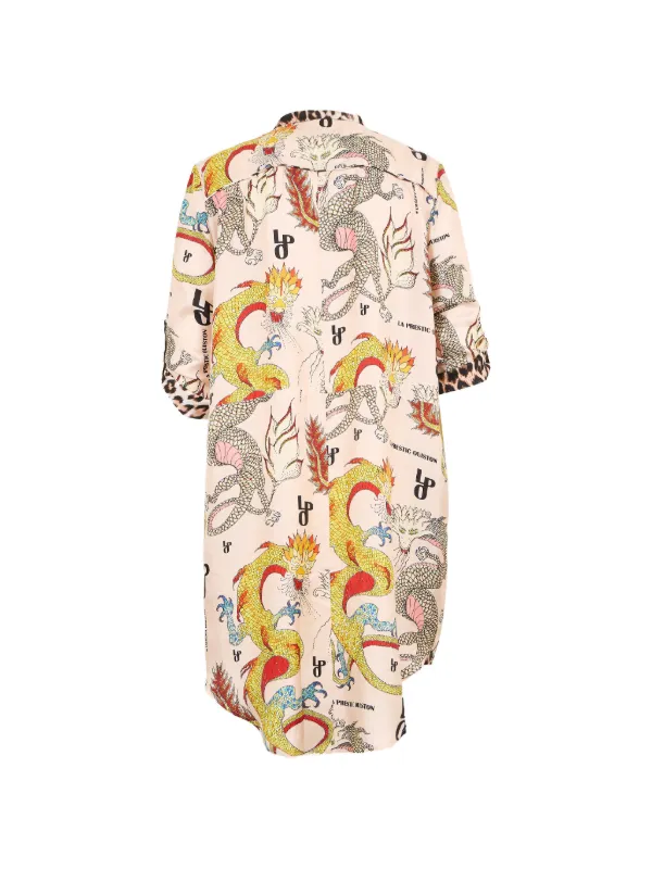 La Prestic Ouiston dragon-print Shirt Dress | Pink | FARFETCH
