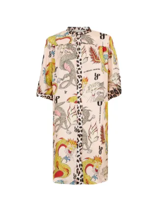 La Prestic Ouiston dragon-print Shirt Dress | Pink | FARFETCH