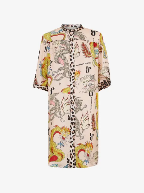 La Prestic Ouiston dragon-print shirt dress