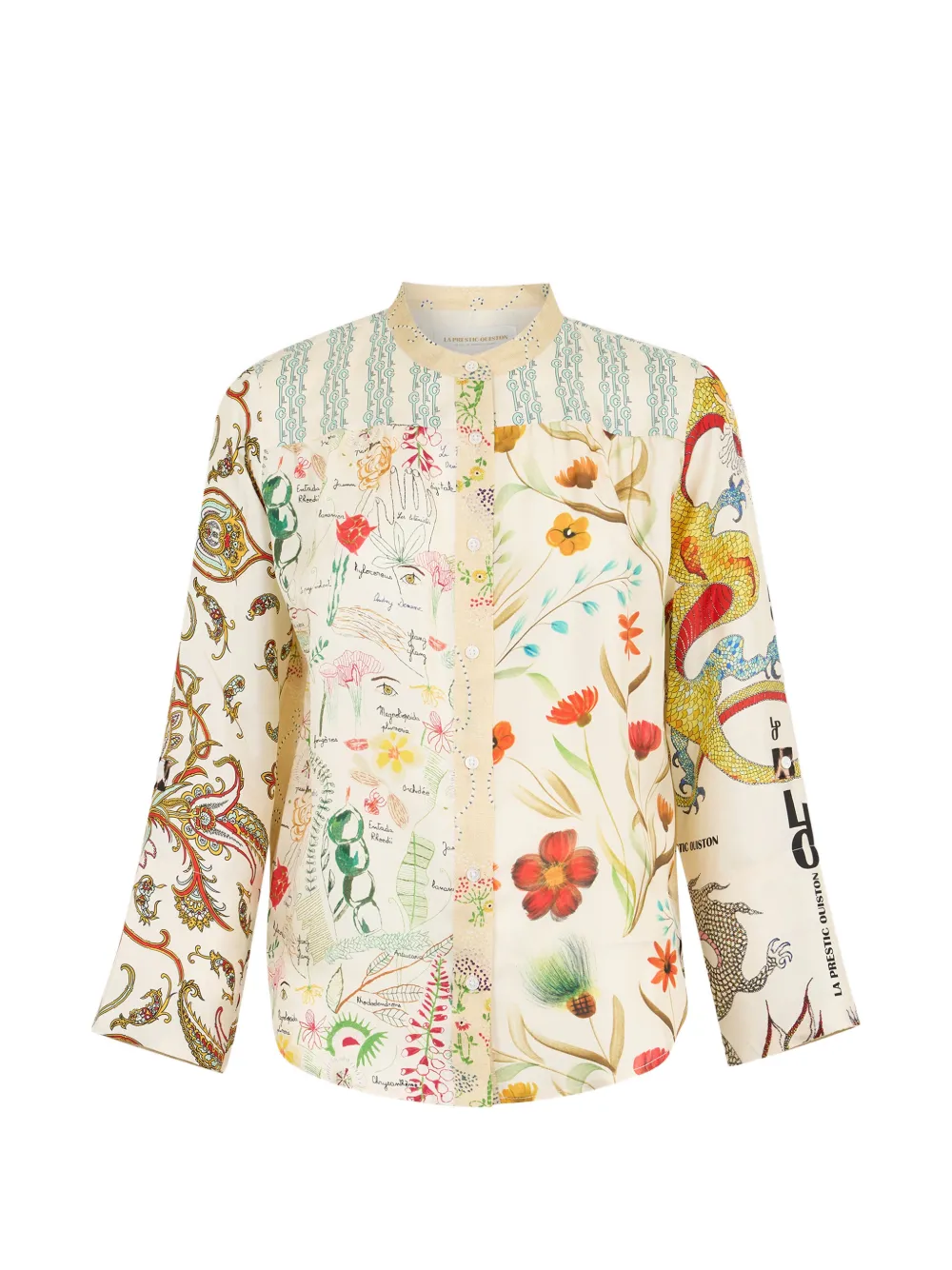 La Prestic Ouiston Mandarin-collar Print Shirt In Multi