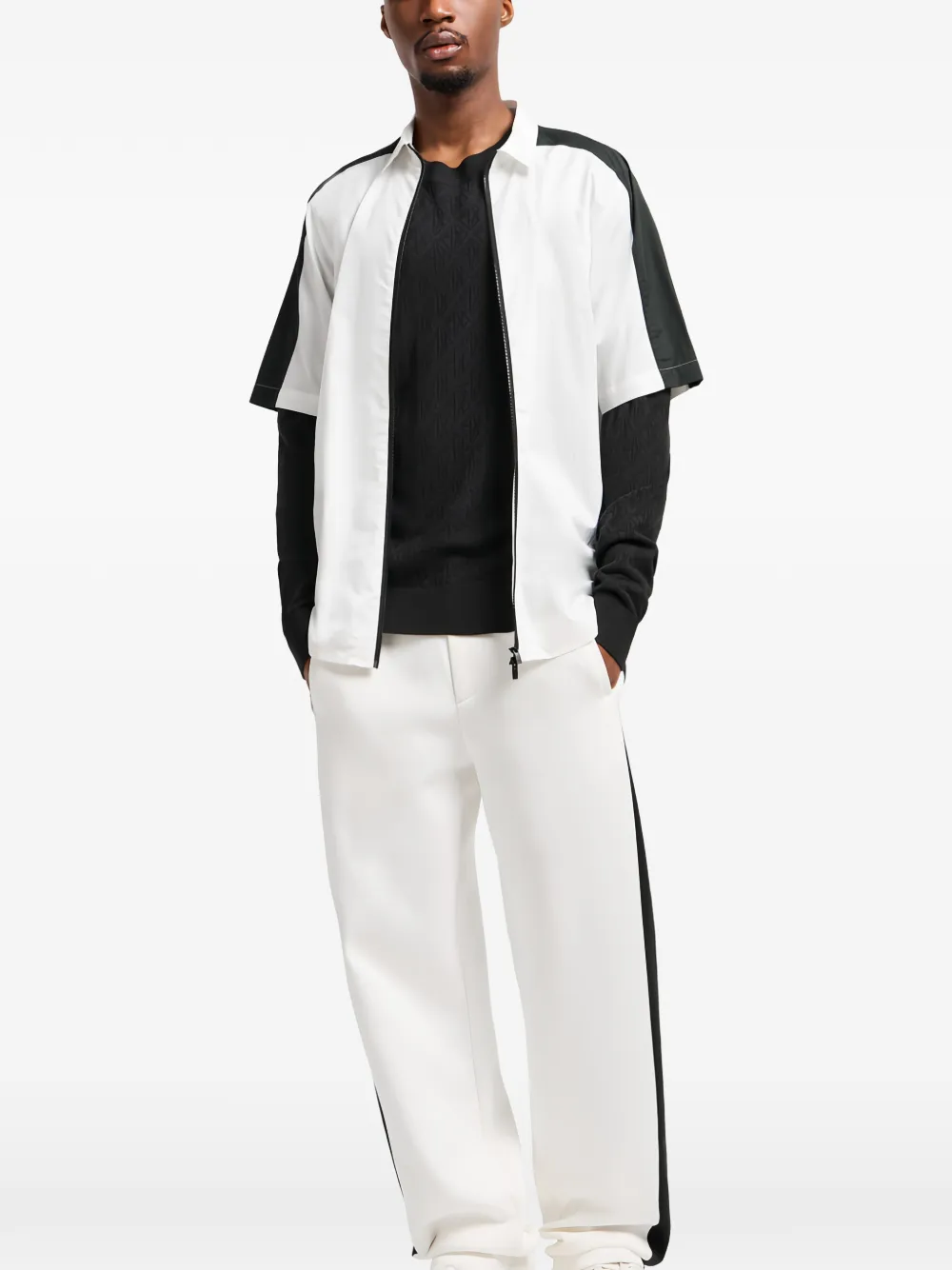 Armani Exchange panel zip shirt - Bianco