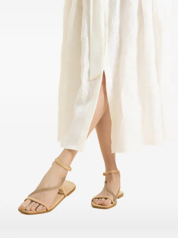 Eleventy Crystal-wrap Sandals in Neutrals
