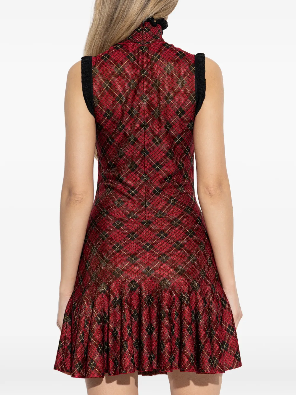 Alexander McQueen Mini-jurk met ruches en tartan-ruit Rood