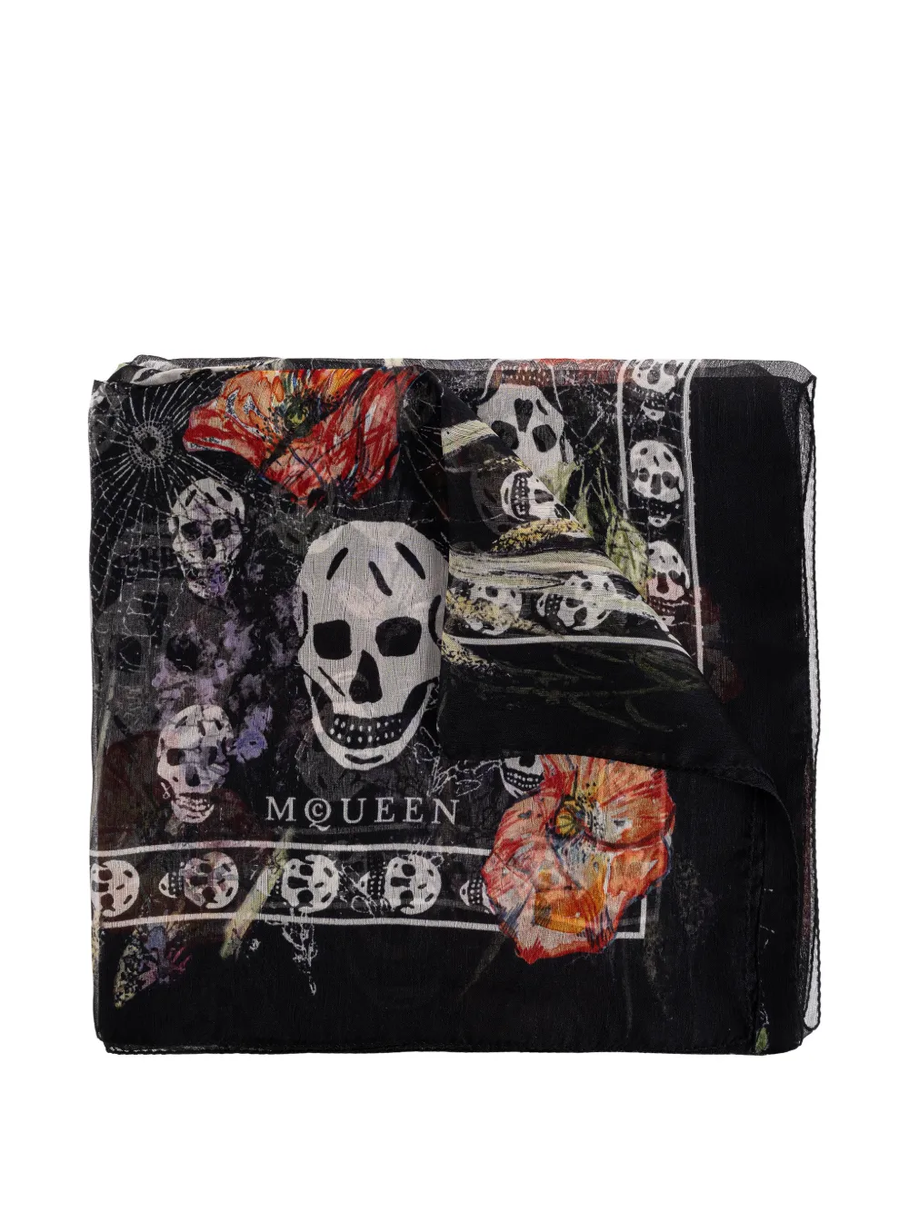 Alexander McQueen floral-pattern scarf - Nero