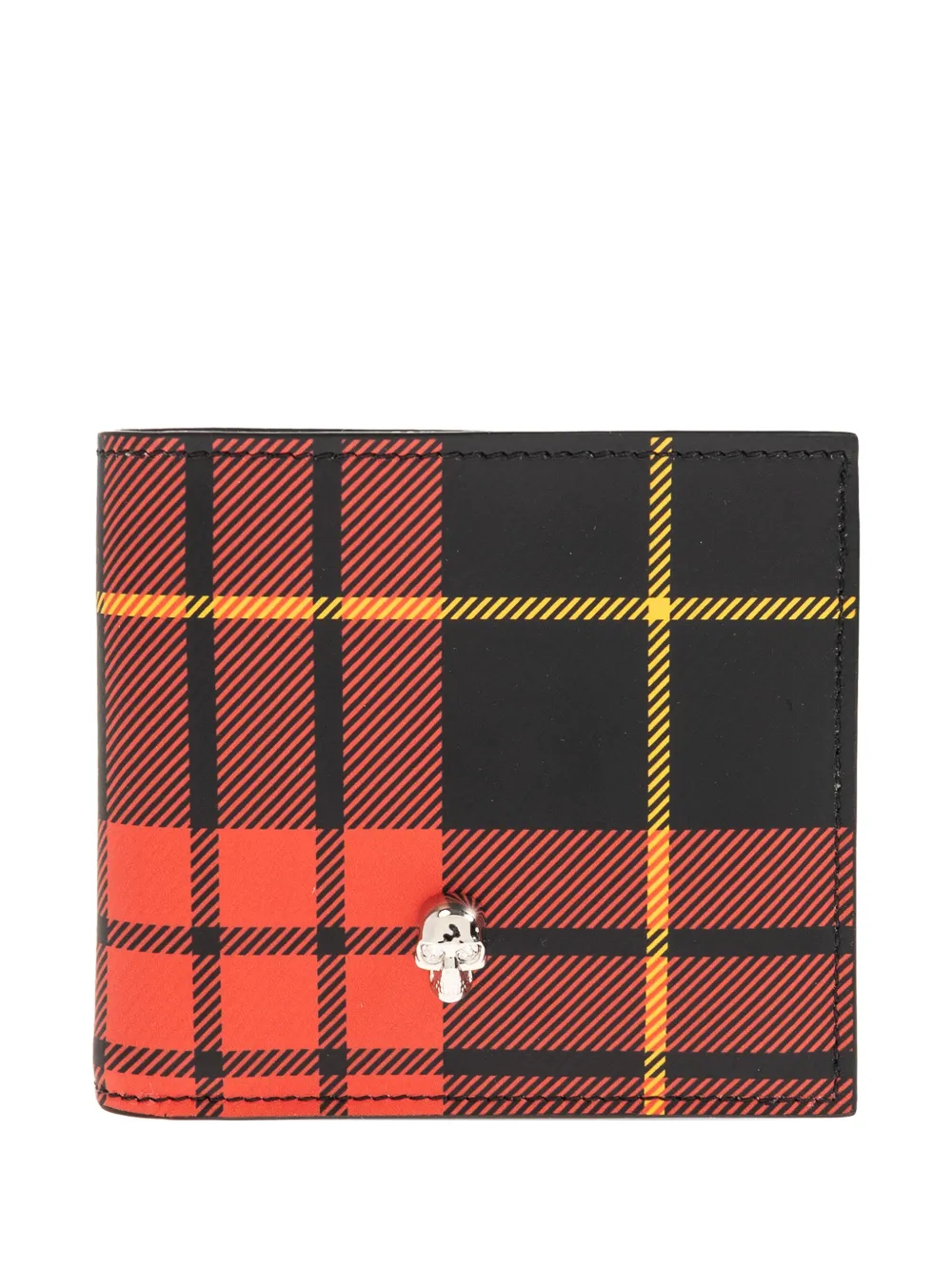 Alexander McQueen skull-detail tartan-pattern wallet - Rot