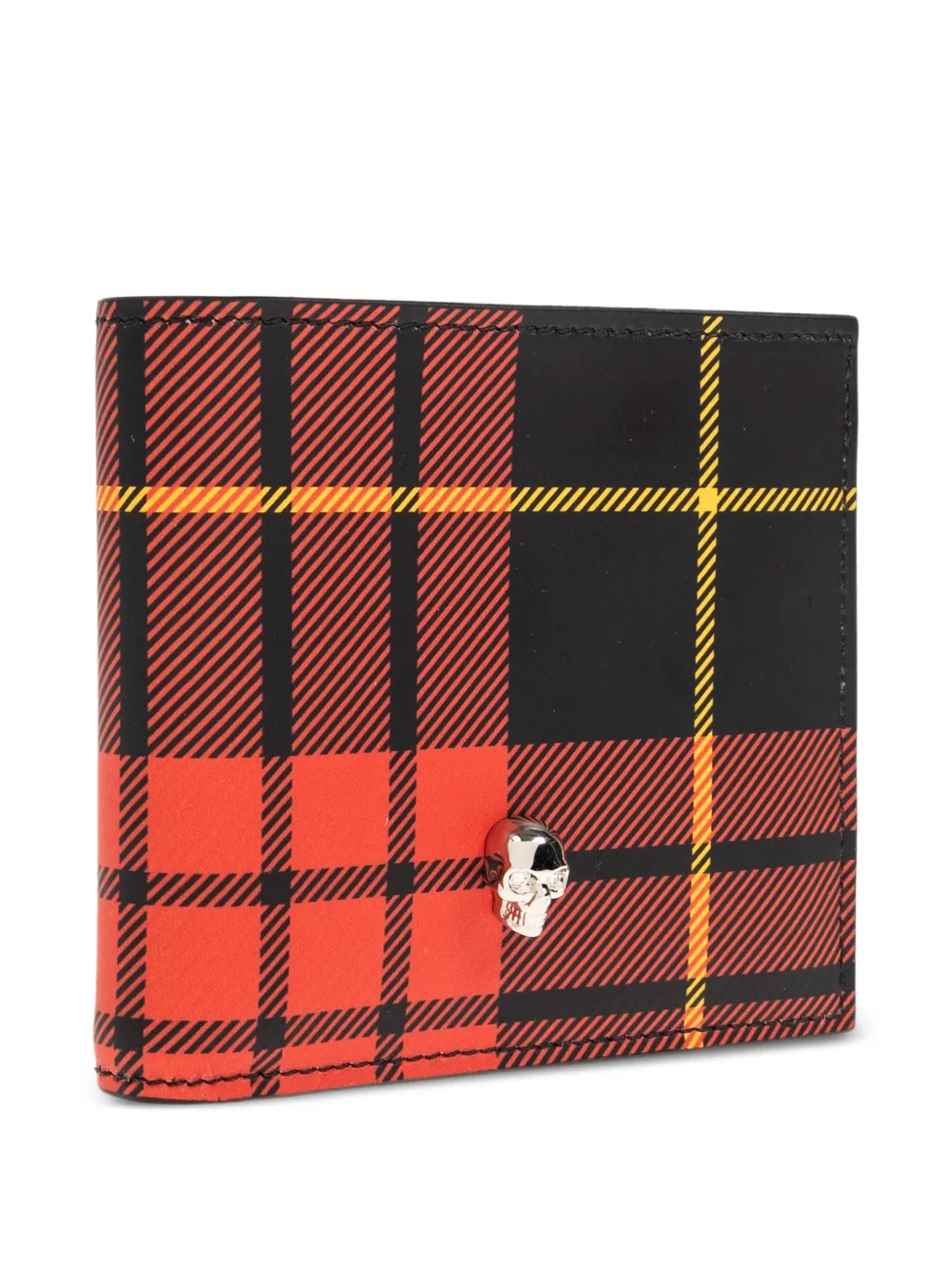  Alexander Mcqueen Skull-detail Tartan-pattern Wallet - Red 