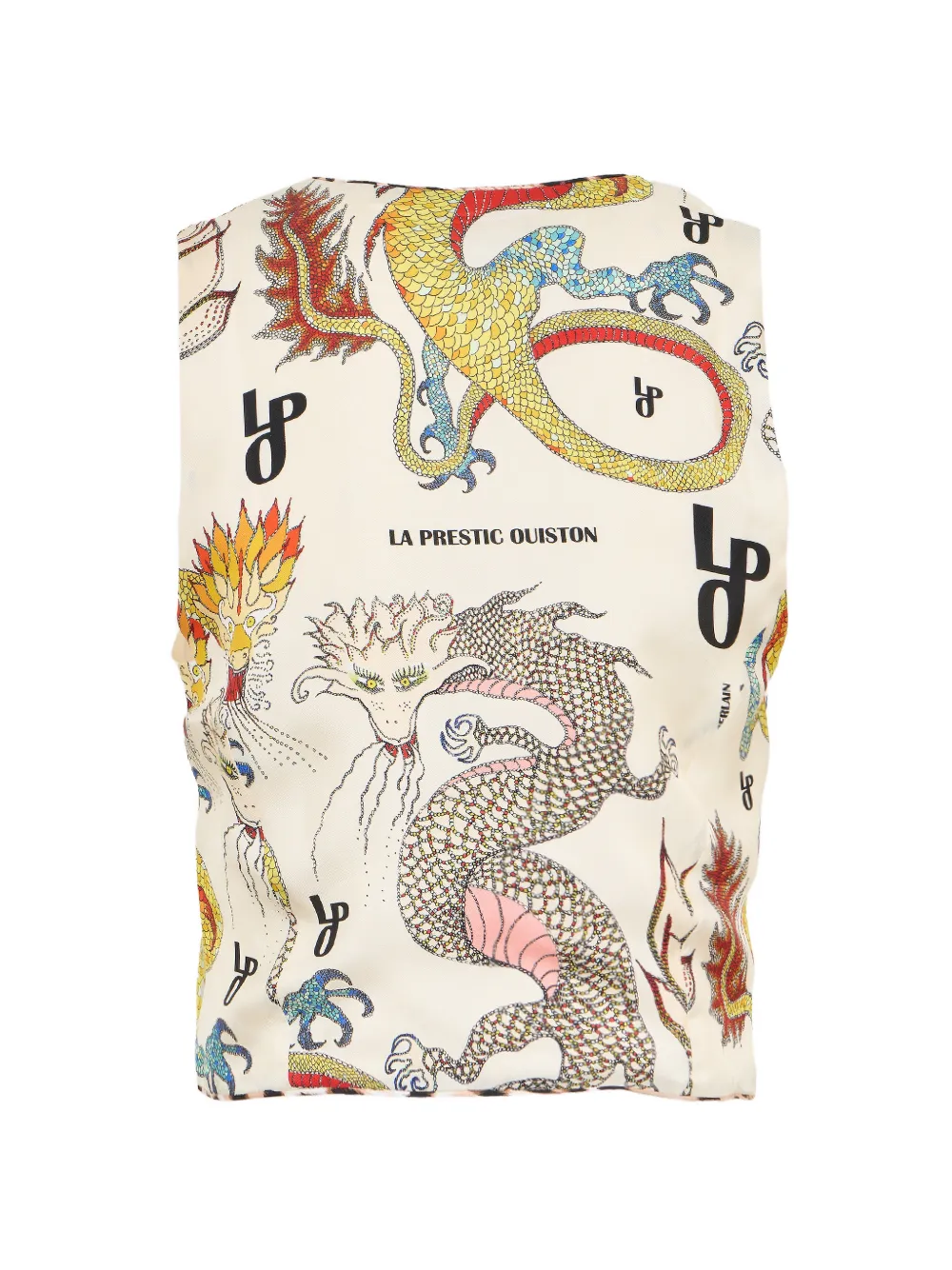 La Prestic Ouiston Lauren gilet met drakenprint Beige