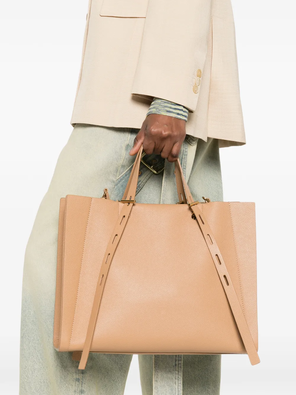  Minobossi Medium Paulette Leather Tote Bag - Pink 