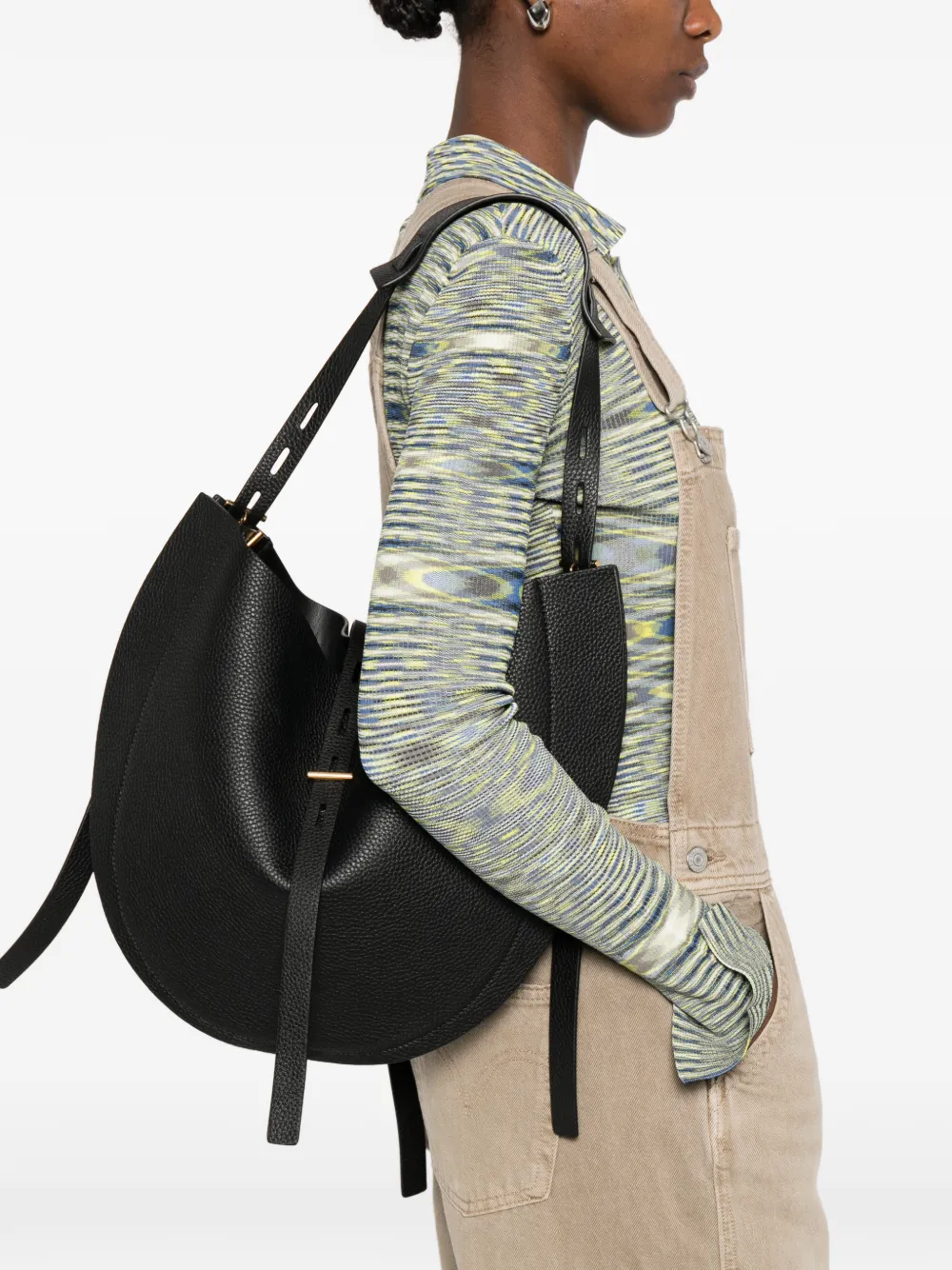  Minobossi Textured Strap Shoulder Bag - Black 