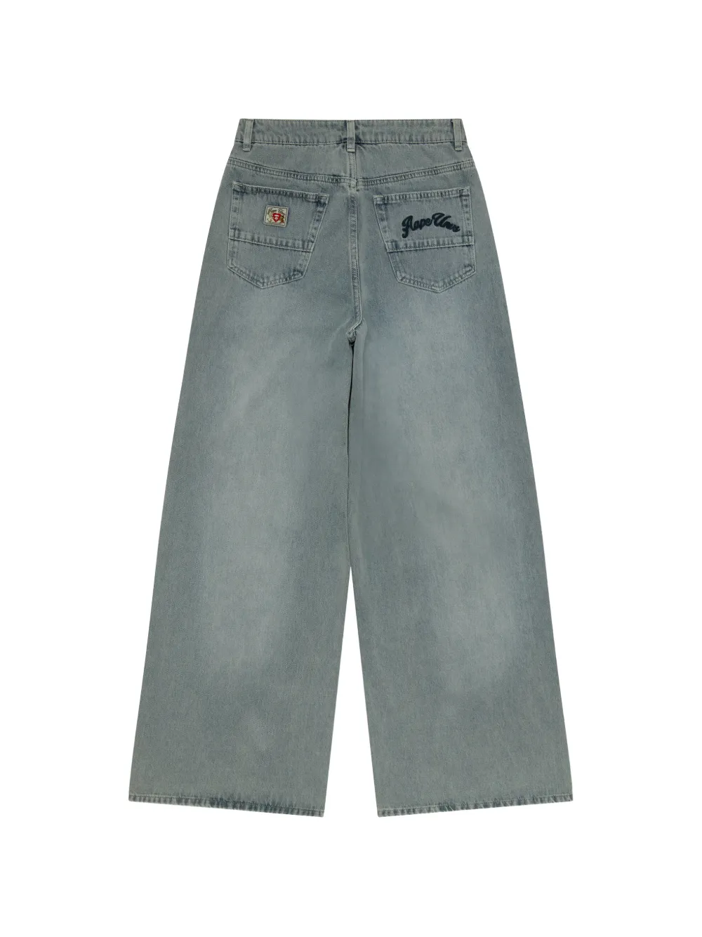  Aape By *a Bathing Ape® Embroidered Wide-leg Jeans - Blue 