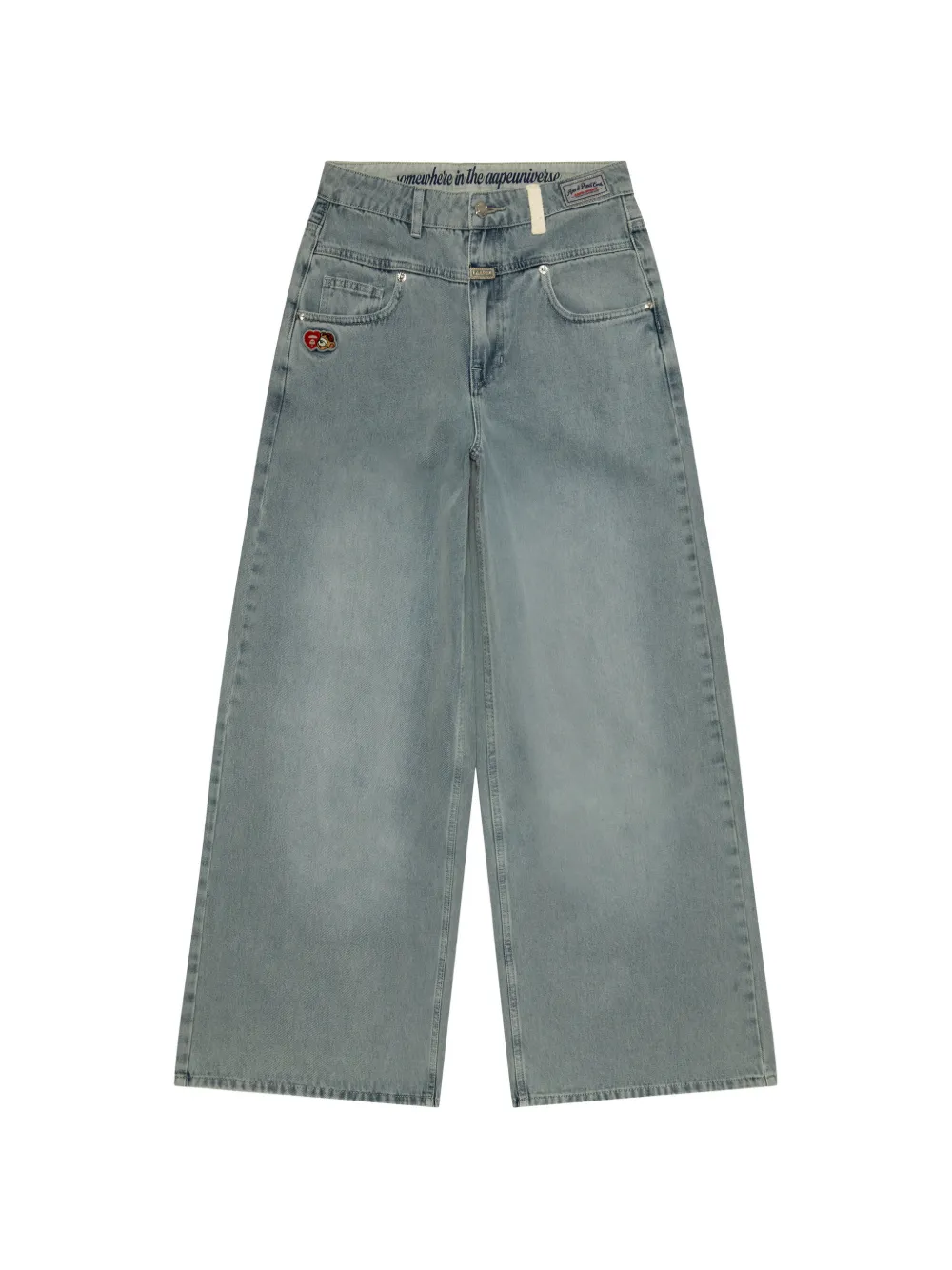 AAPE BY *A BATHING APE® Jeans a gamba ampia con ricamo - Blu