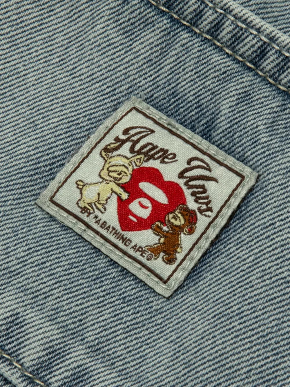  Aape By *a Bathing Ape® Embroidered Wide-leg Jeans - Blue 