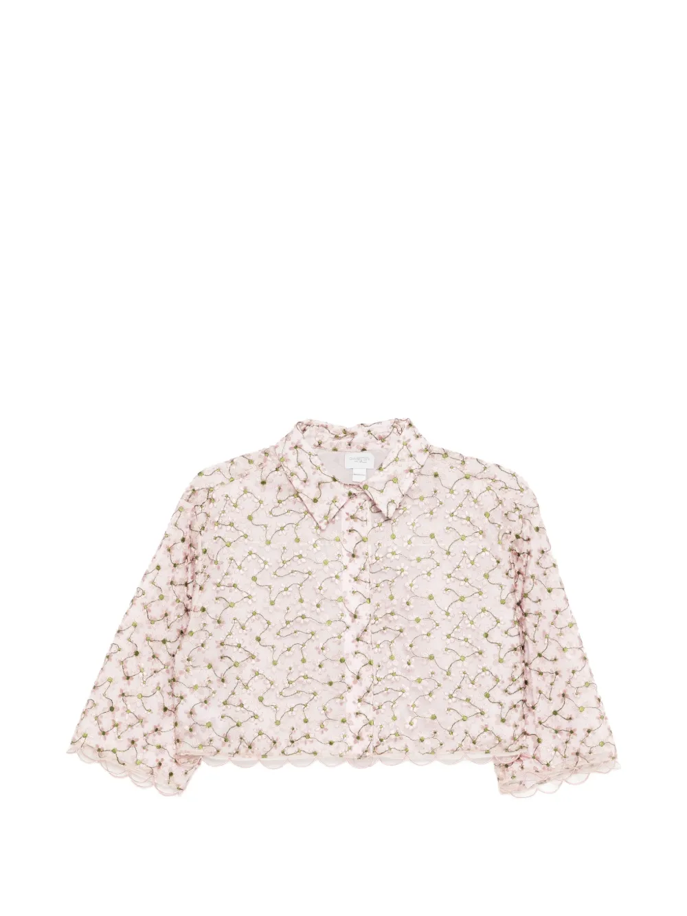 Giambattista Valli floral-embroidered cropped shirt - Rosa