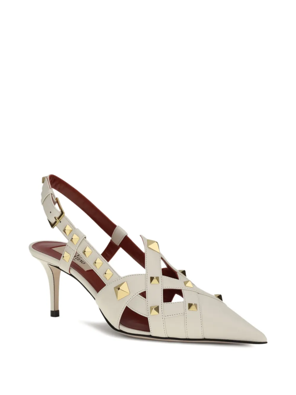 Valentino Garavani studded pointed heeled pumps Beige