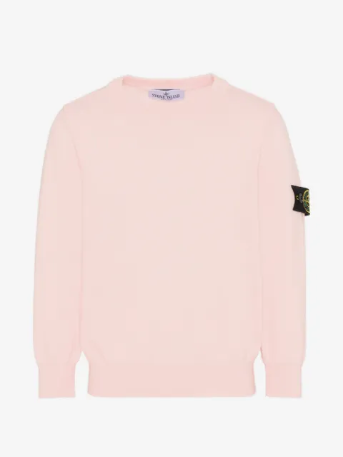 Stone Island Junior suéter con parche del logo y cuello redondo