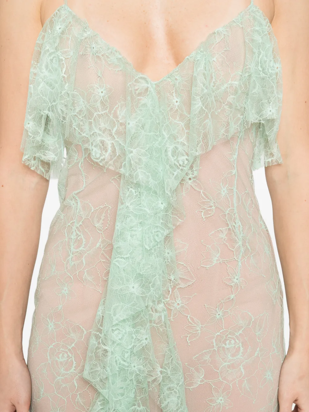 Blumarine Jurk met bloemenkant Groen