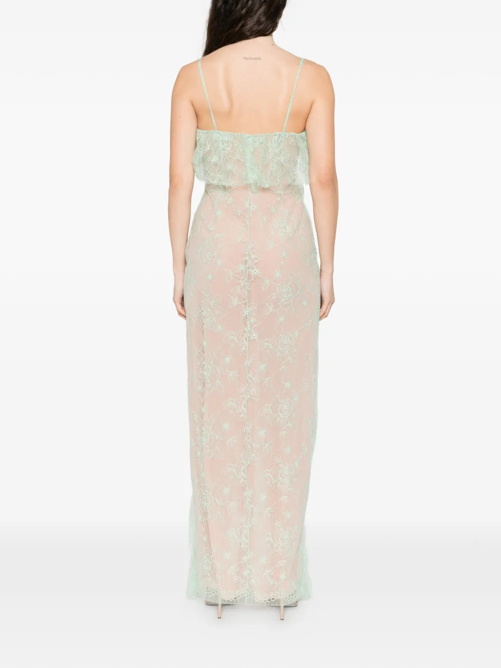 Blumarine Jurk met bloemenkant Groen