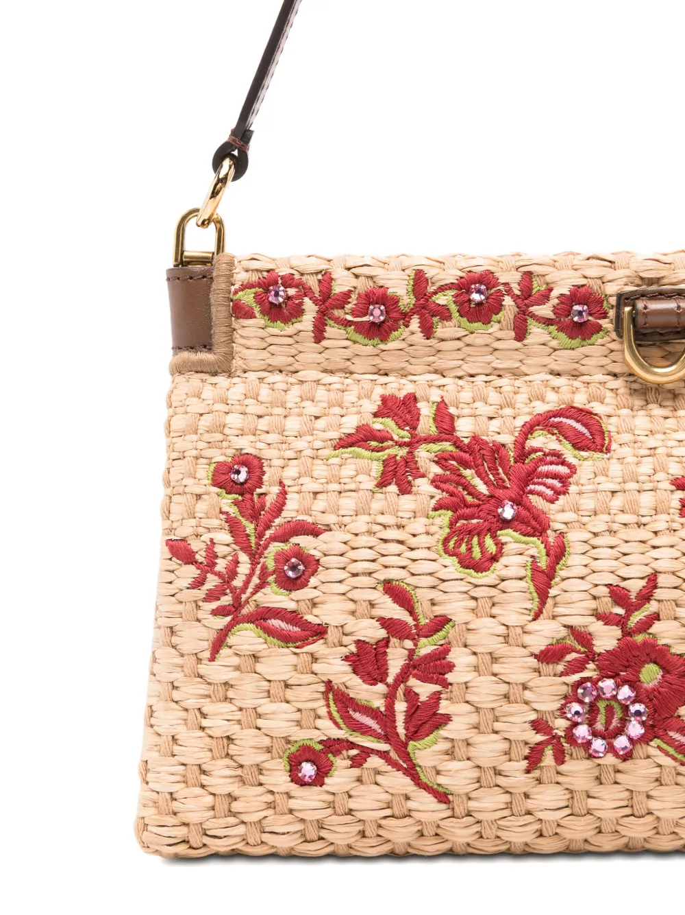 ETRO Clutch met geborduurde bloemen Beige