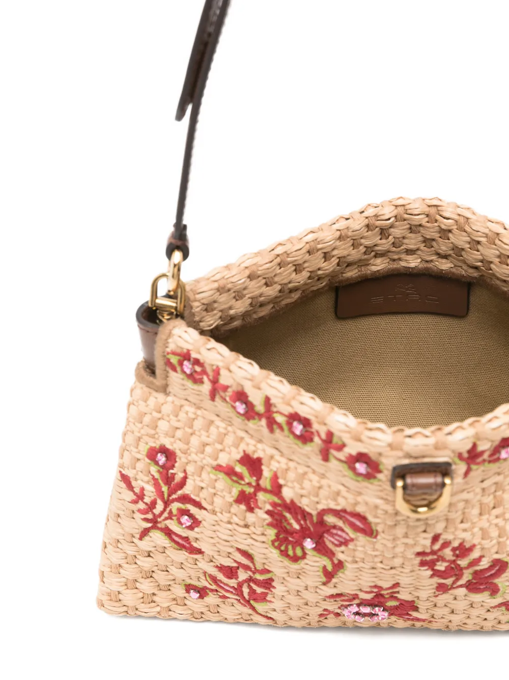 ETRO Clutch met geborduurde bloemen Beige