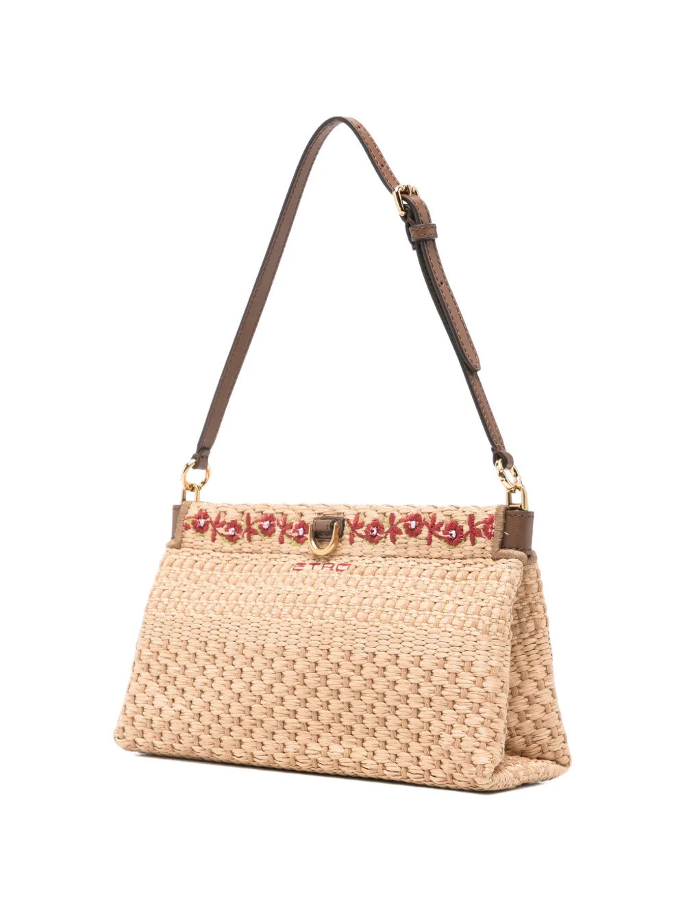 ETRO Clutch met geborduurde bloemen Beige