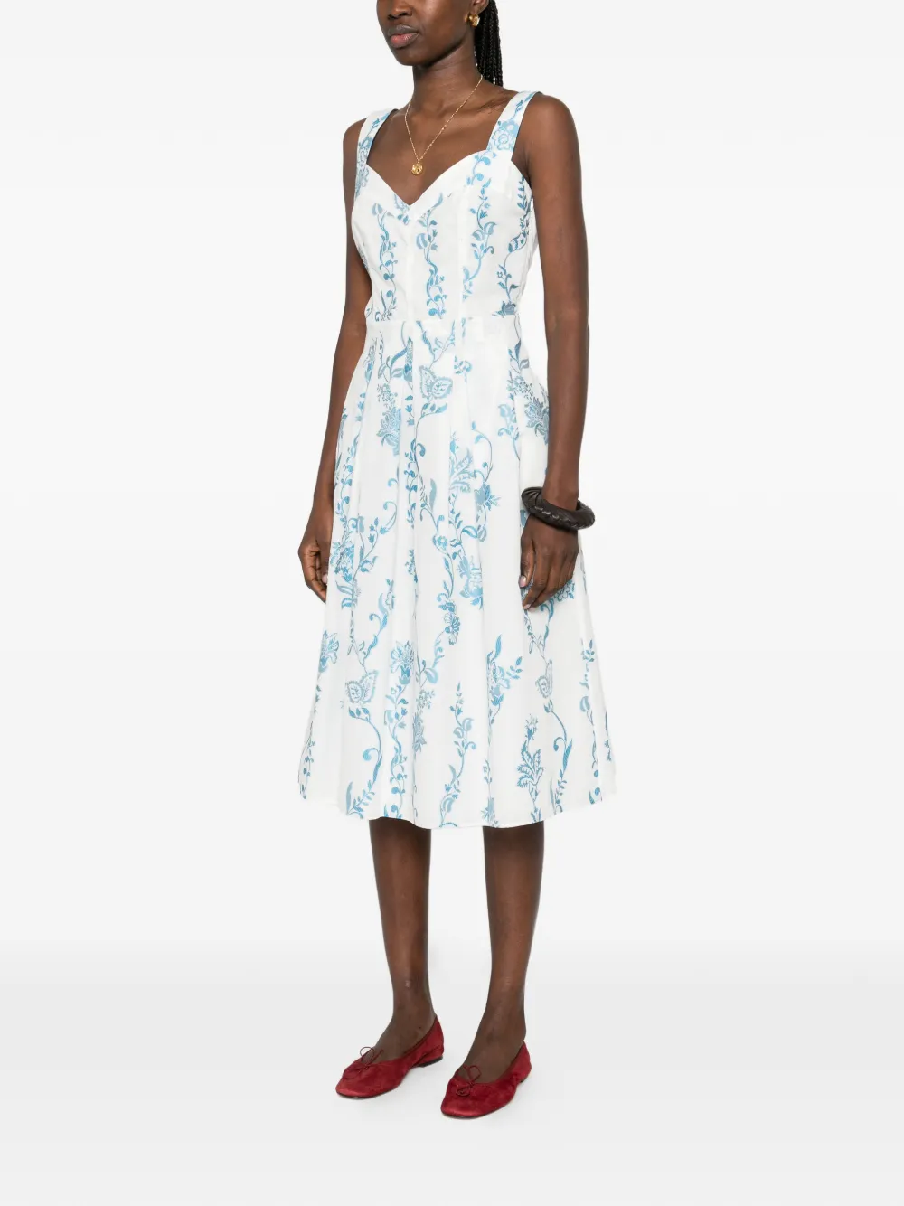 ETRO Midi-jurk met bloemenprint Wit