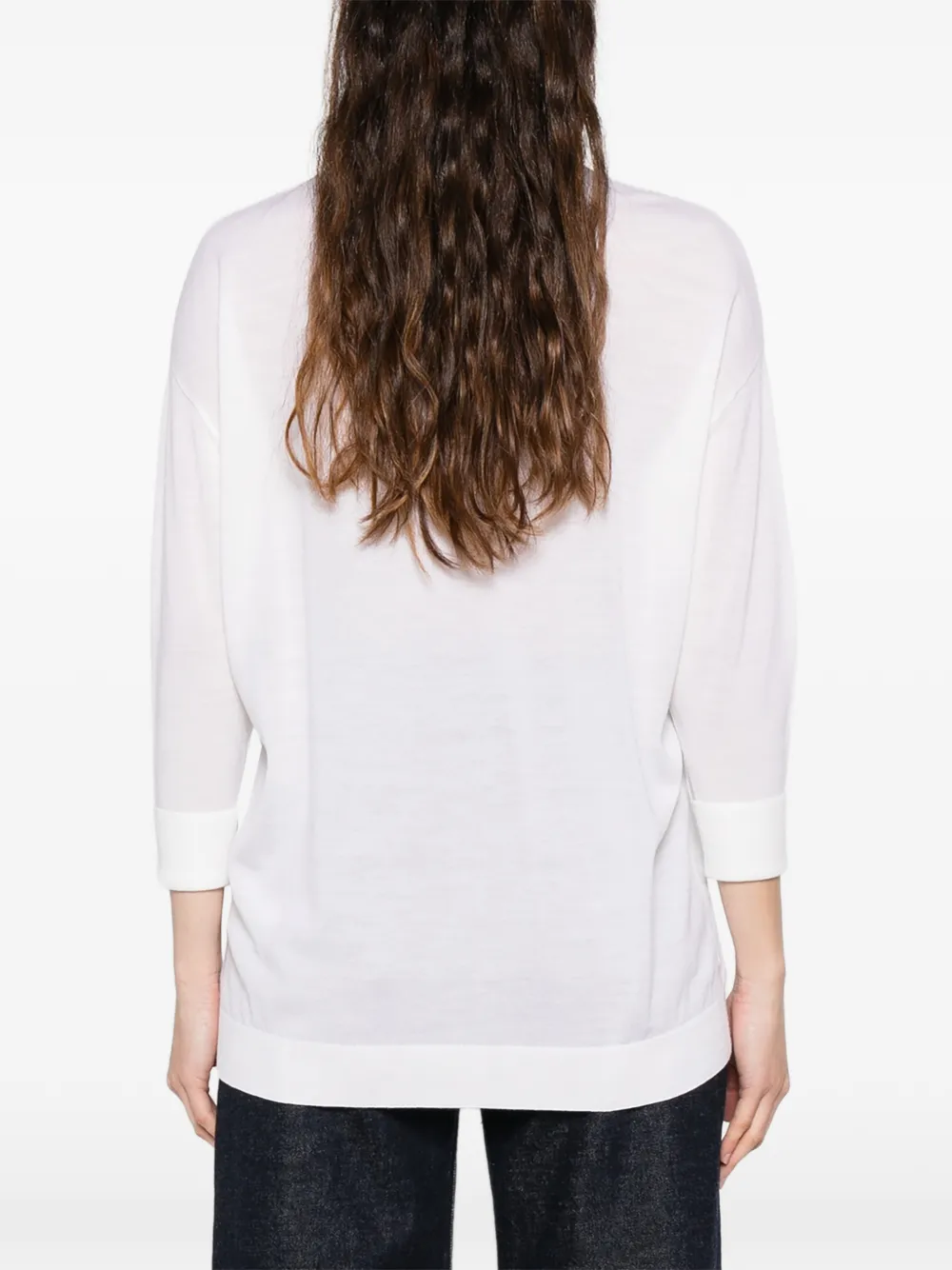 Roll-Neck Three-Quarter-Sleeve Sweater