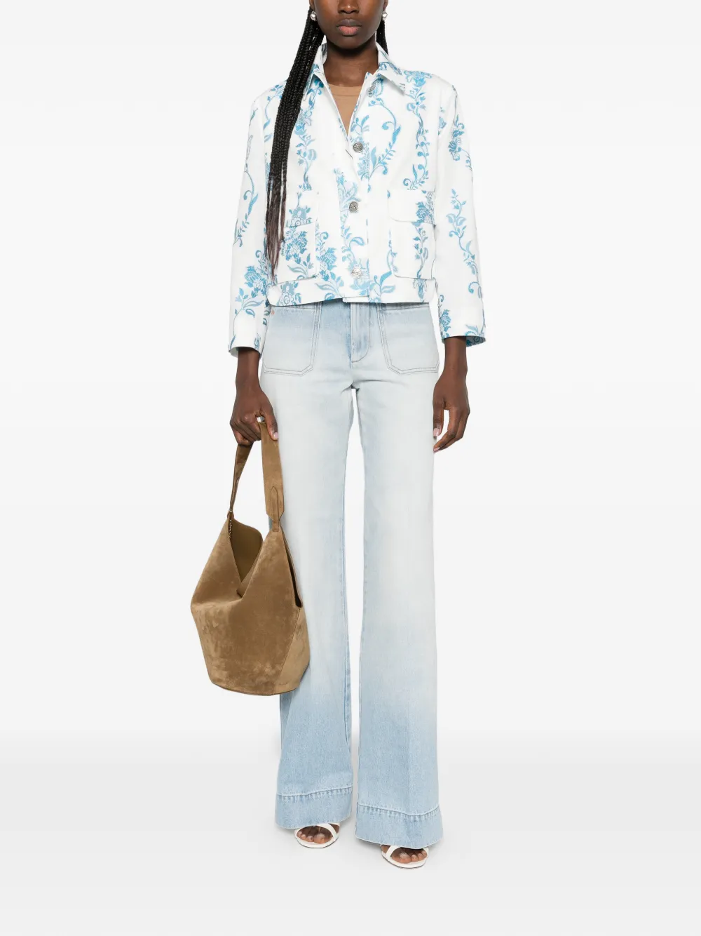 ETRO Jack met geborduurde bloemen en opgestikte zakken Wit