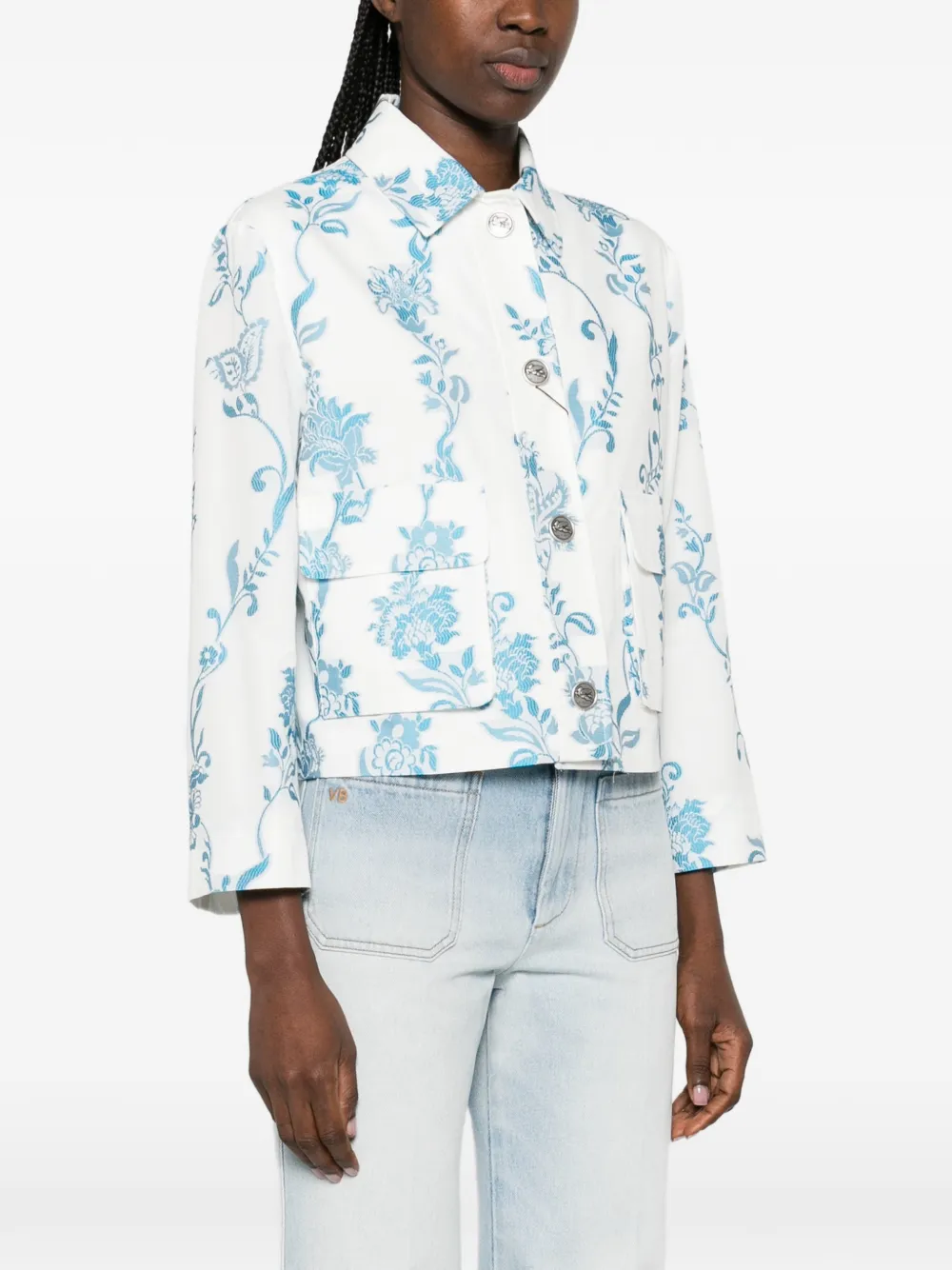 ETRO Jack met geborduurde bloemen en opgestikte zakken Wit
