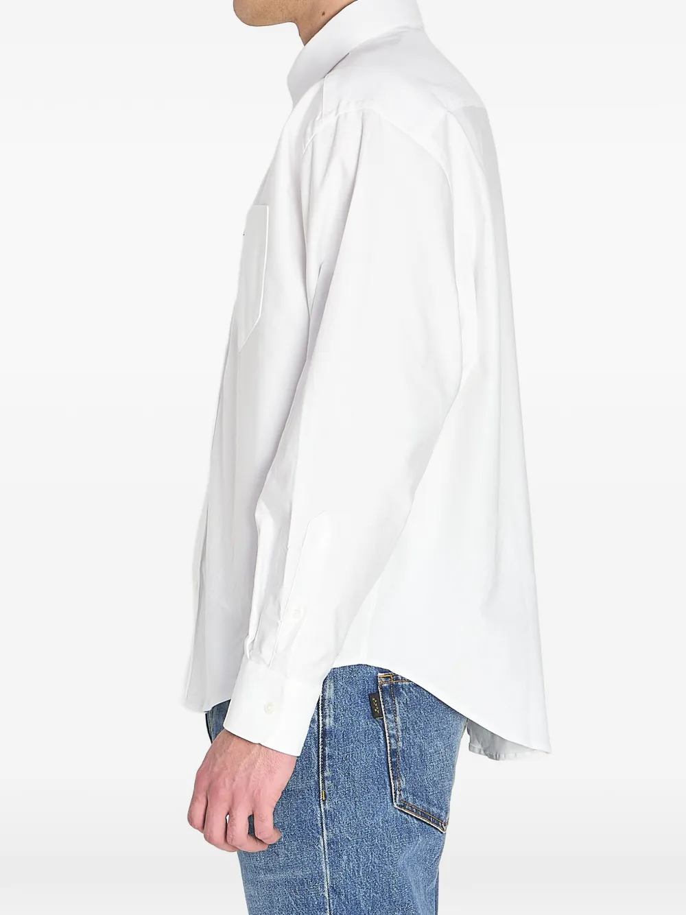 AMI Paris Button-down overhemd met zak en logo Wit