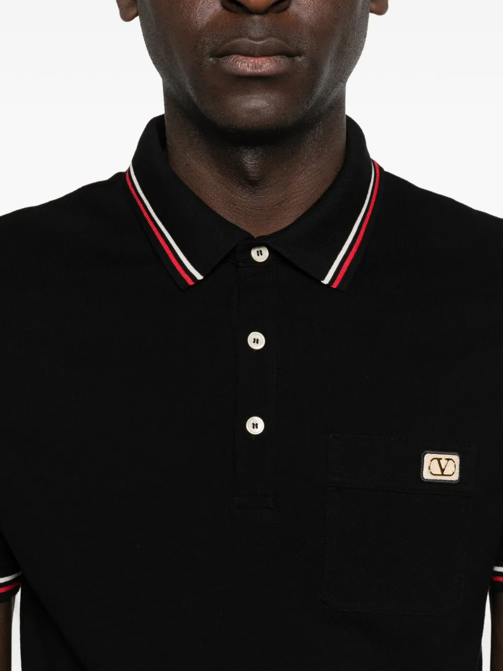 Valentino Garavani Katoenen piqué poloshirt met VLogo-patch Zwart