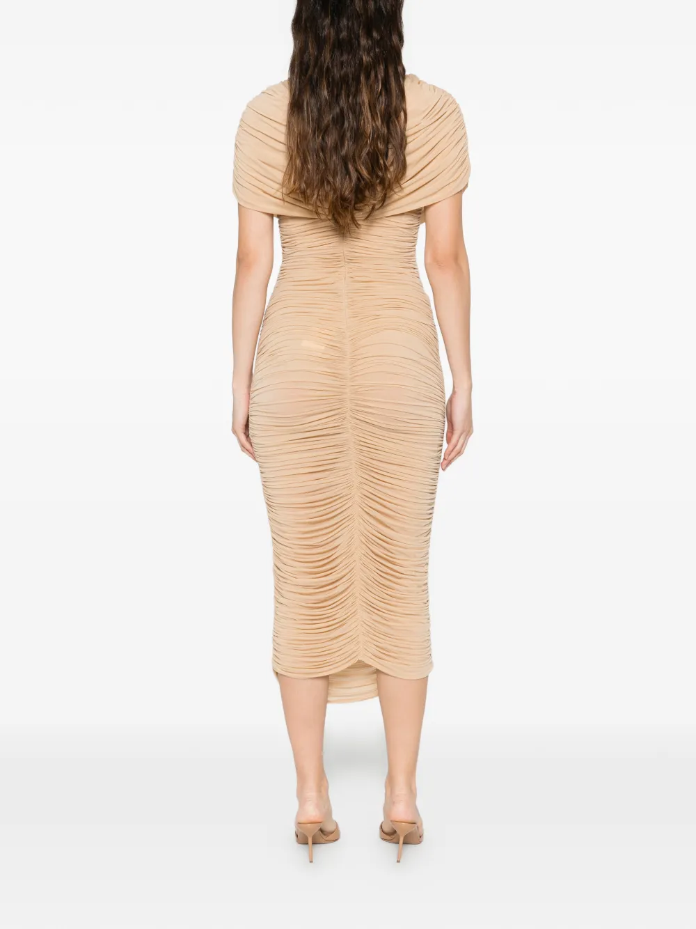 Magda Butrym Gedrapeerde mini-jurk met cape Beige
