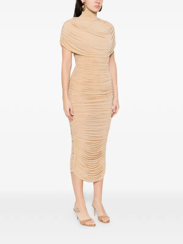 magda butrym beige dress cape-effect Draped Midi | Neutrals category_cover-ups white dress with blue Style:EE01977BK Finished with a concealed