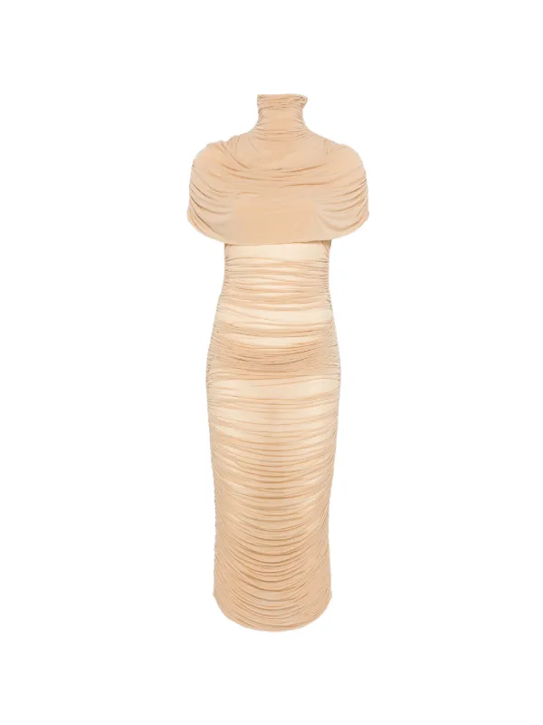 Magda Butrym Cape-effect Draped Midi Dress in Neutrals
