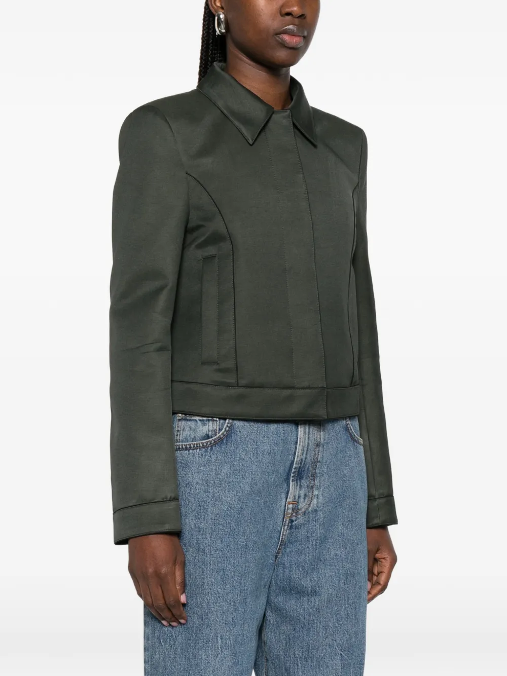  Tom Ford Collar Crop Jacket - Green 