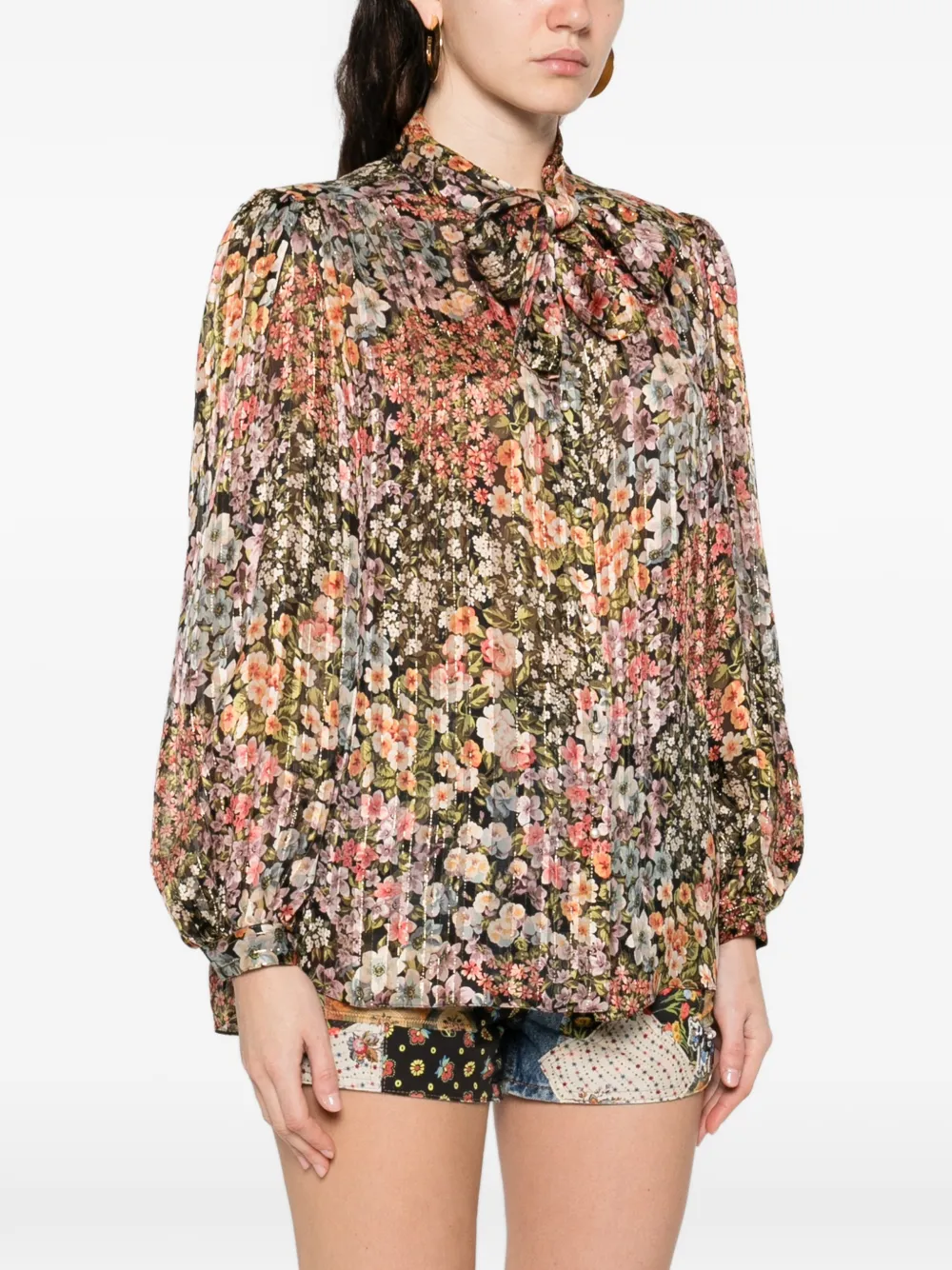 Valentino Garavani Blouse met bloemenprint en strik Roze