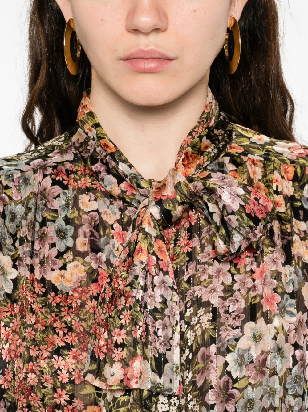 Valentino Garavani Blouse met bloemenprint en strik Roze