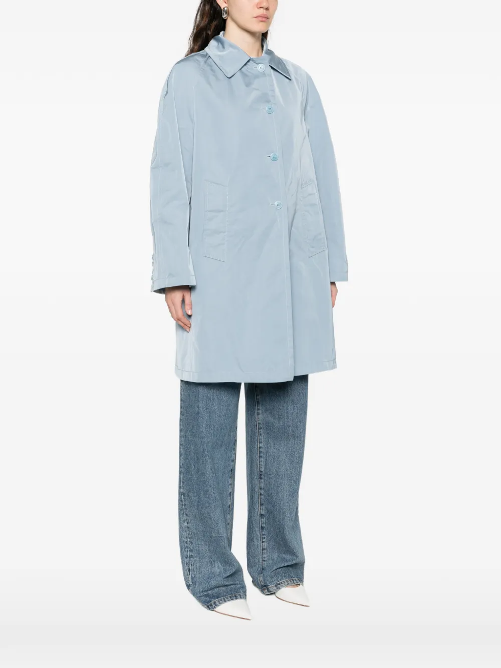  Ermanno Scervino Button-front Collared Single-breasted Coat - Blue 