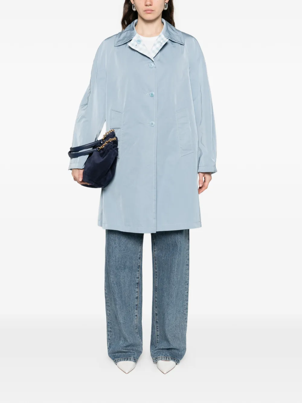  Ermanno Scervino Button-front Collared Single-breasted Coat - Blue 