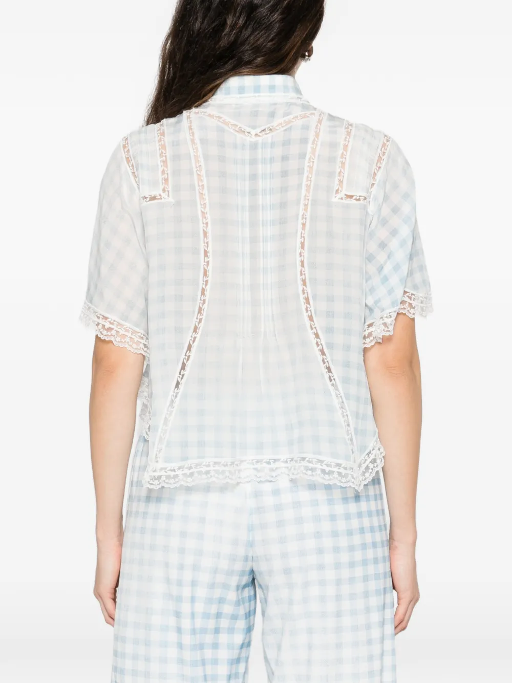 Ermanno Scervino Geruit blouse met kant Wit