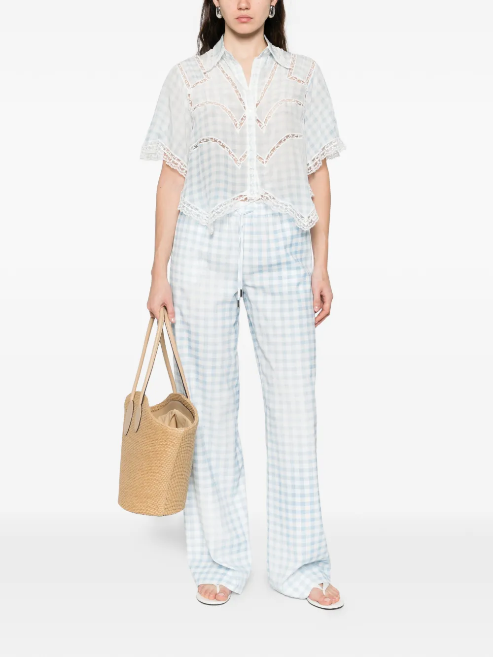Ermanno Scervino Geruit blouse met kant Wit
